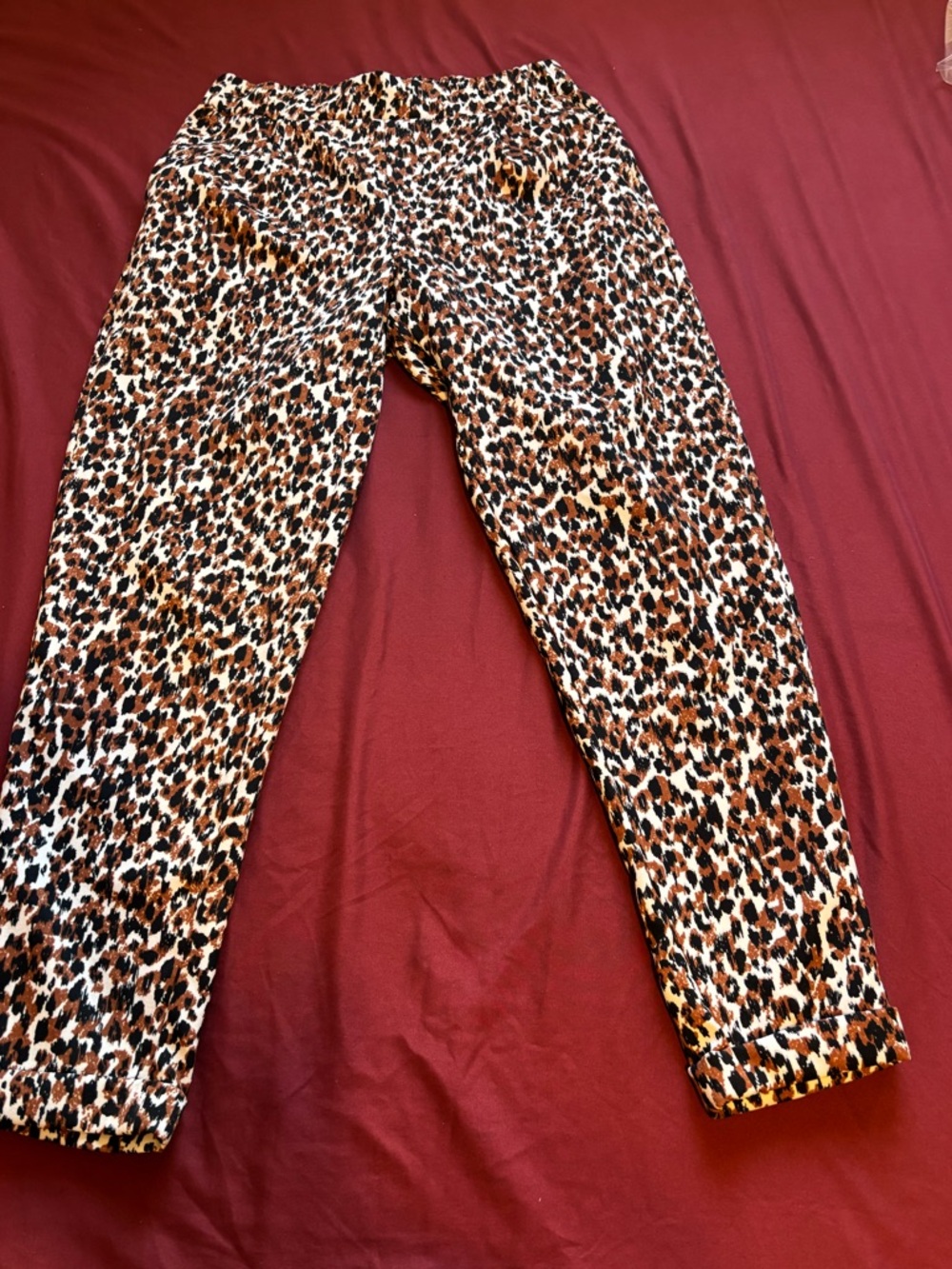 Leopard Print Ankle Pants - Brown/Black/Cream